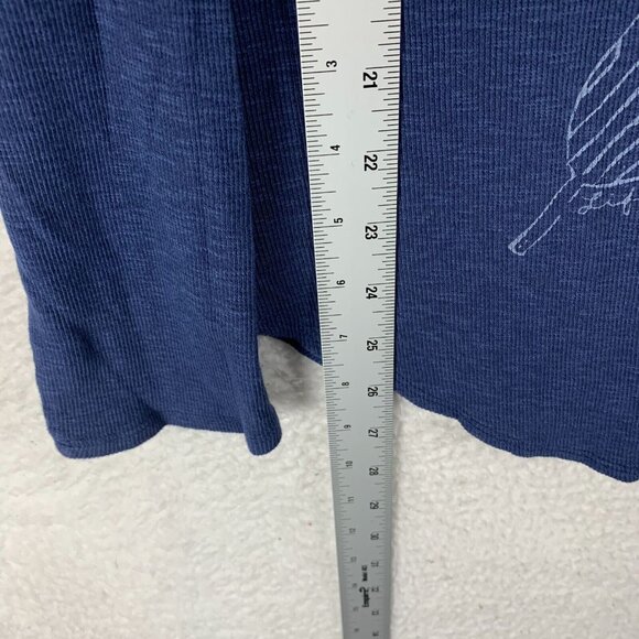 Life is Good Thermal Top Womens Large Blue Cotton Feather Print Relaxed Fit 9619 - Picture 5 of 7